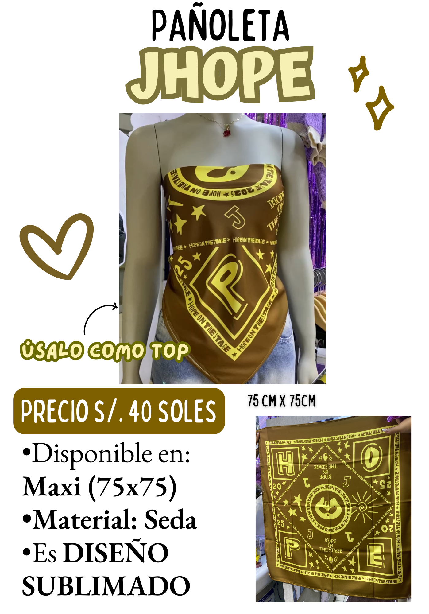 Pañoleta grande “HOTS” 💛🐿️